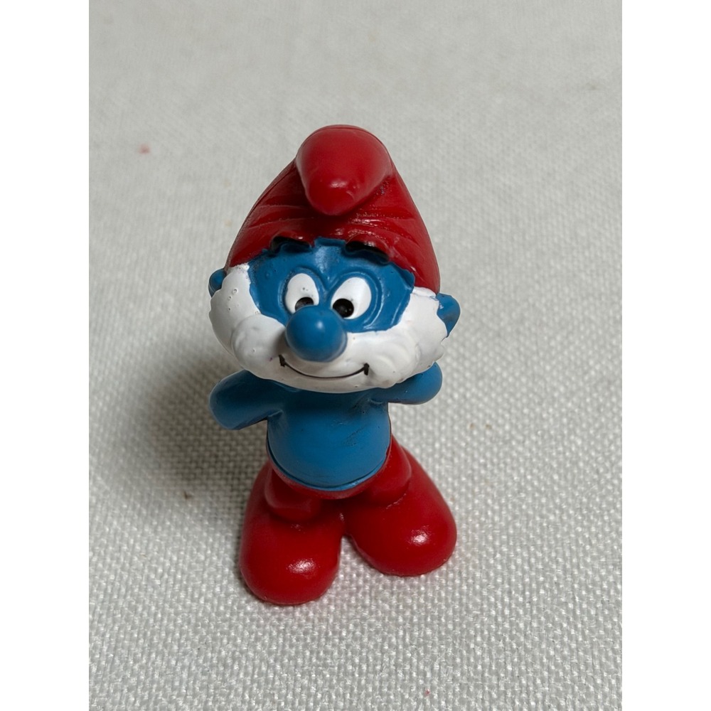 Vintage 1984 Papa Smurf PVC Figurine Peyo Made in Germany Schleich Collectible - Picture 2 of 4